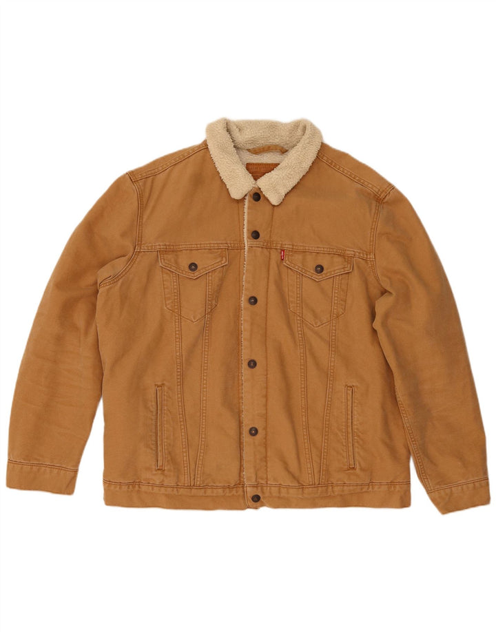 LEVI'S Herren Sherpa Jacke UK 44 2XL Braune Baumwolle