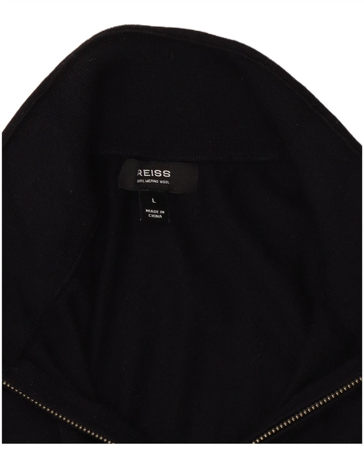 Reiss Herren-Pullover mit Reißverschluss am Hals, Größe L, Marineblau