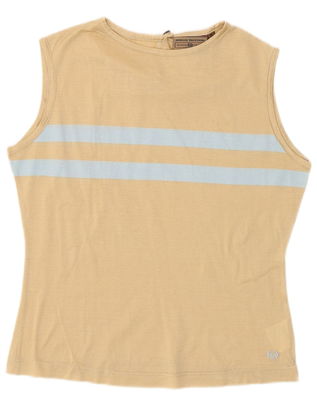 Sergio Tacchini Damen-Trägershirt UK 12 Mittelbeige Colourblock-Baumwolle