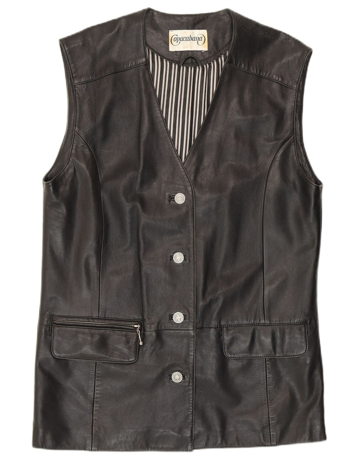 COPACABANA Womens Leather Gilet EU 40 Medium Black Leather