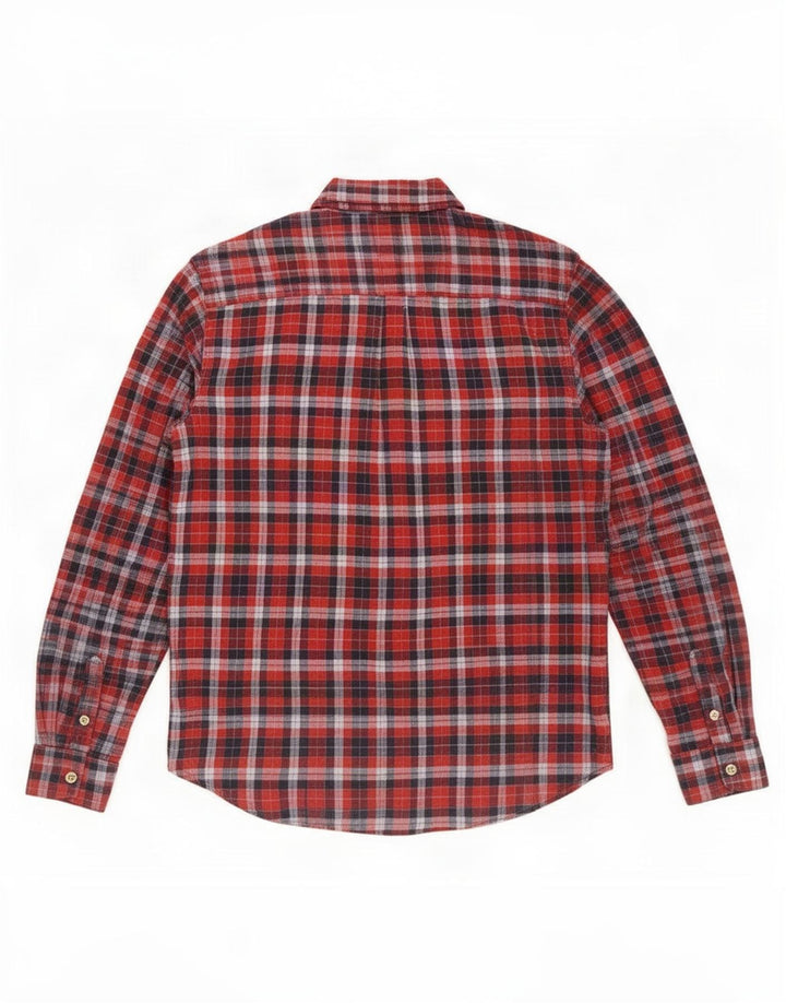 White Stuff Herren-Flanellhemd mit klassischer Passform, mittelrot karierte Baumwolle