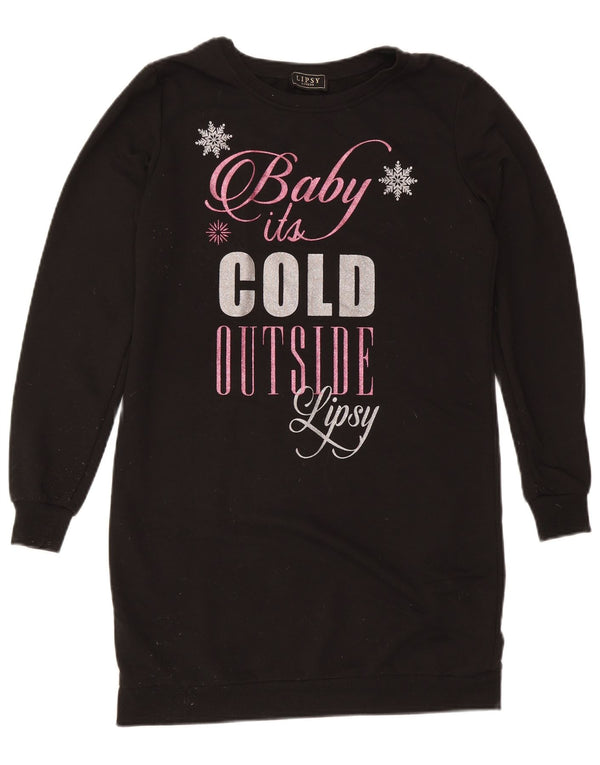Lipsy Sweatshirt-Pulloverkleid mit Grafik für Damen, Gr. 10, Größe S, Schwarz, Polyester