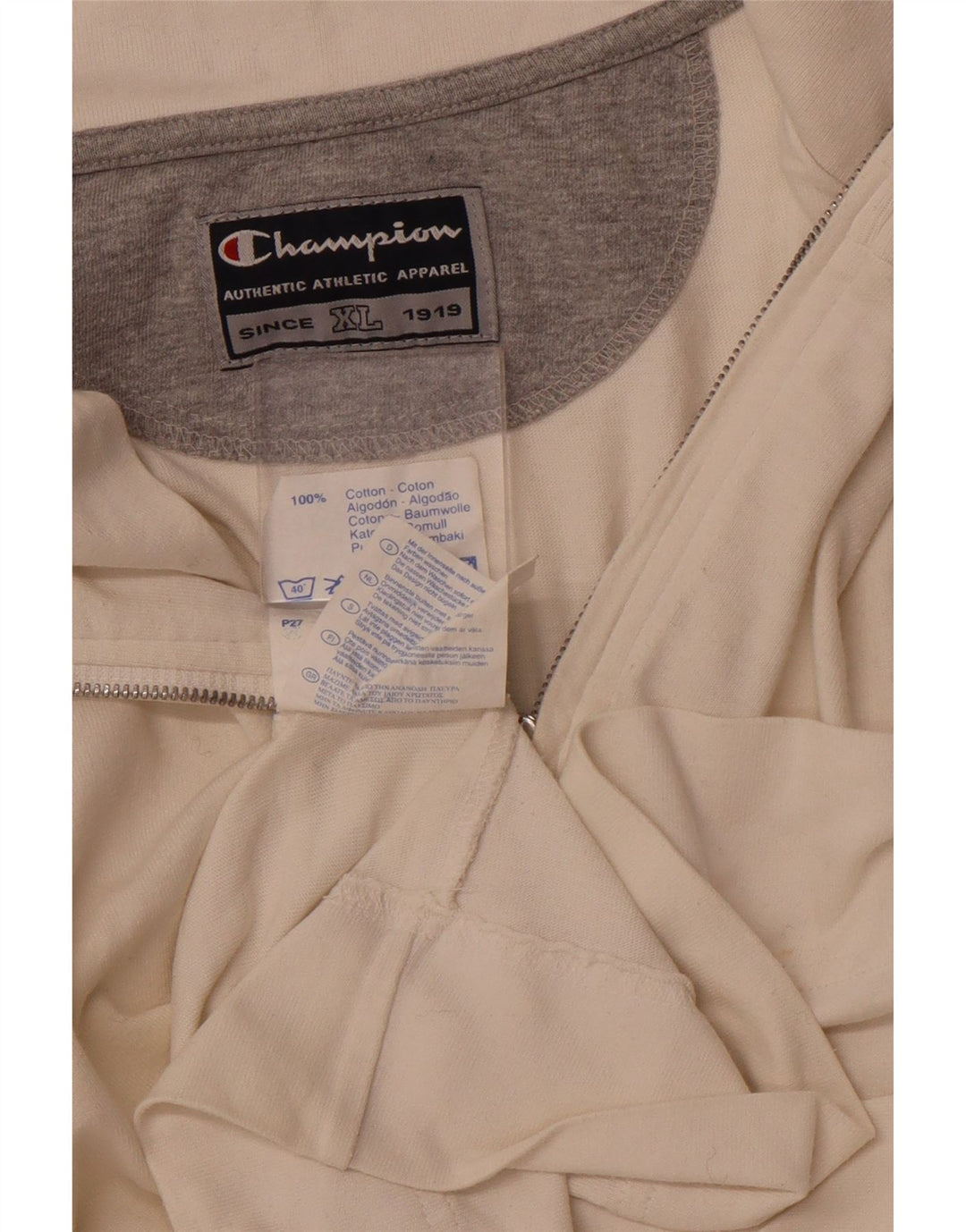 Champion Herren-Sweatshirt mit Reißverschluss, XL, weiße Baumwolle