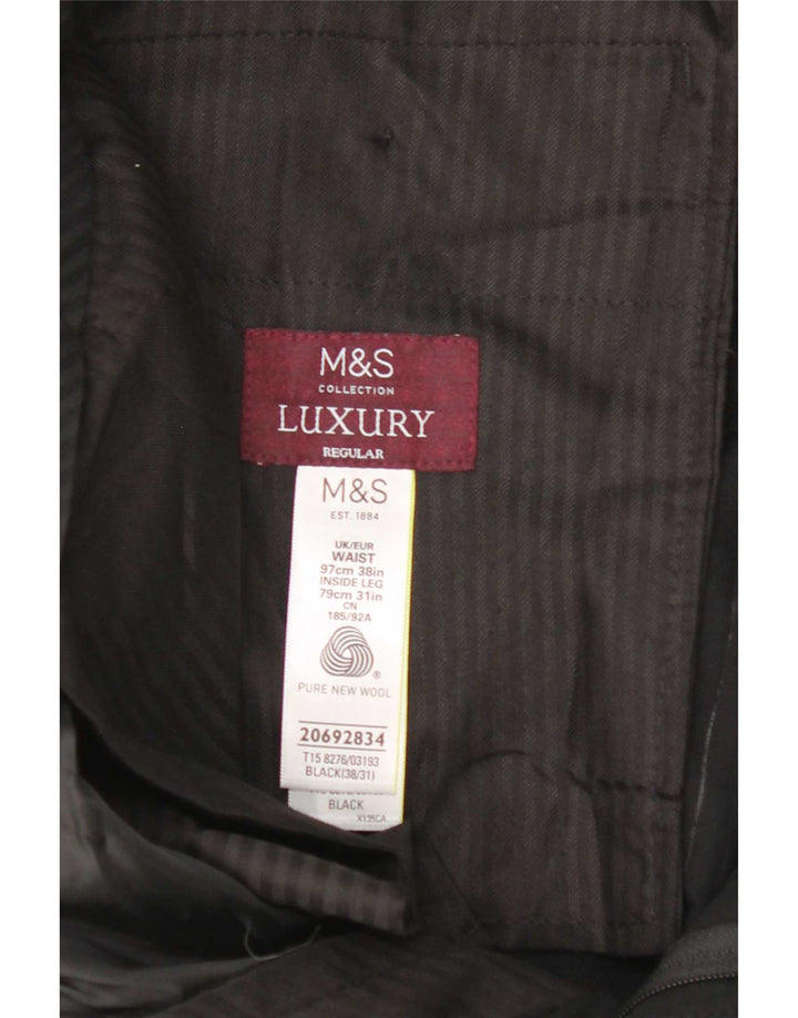 Marks & Spencer Herren-Anzughose mit Pegged-Anzug, W38, L31, schwarze Wolle