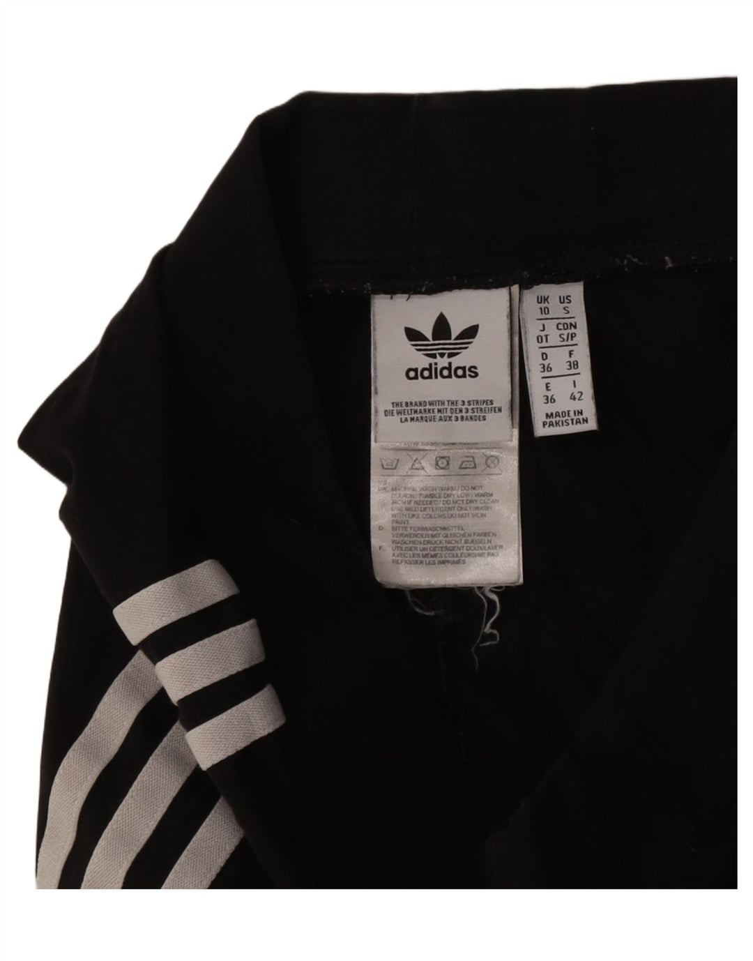 Adidas Damen Leggings UK 10 Small Schwarz Baumwolle
