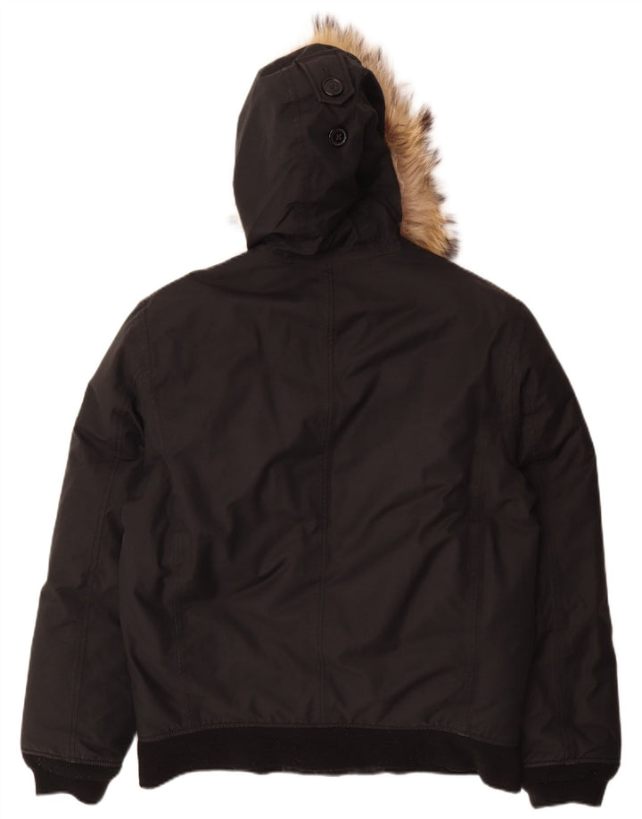 Aigle Herren-Bomberjacke mit Kapuze, UK 38/40, mittelschwarze Baumwolle