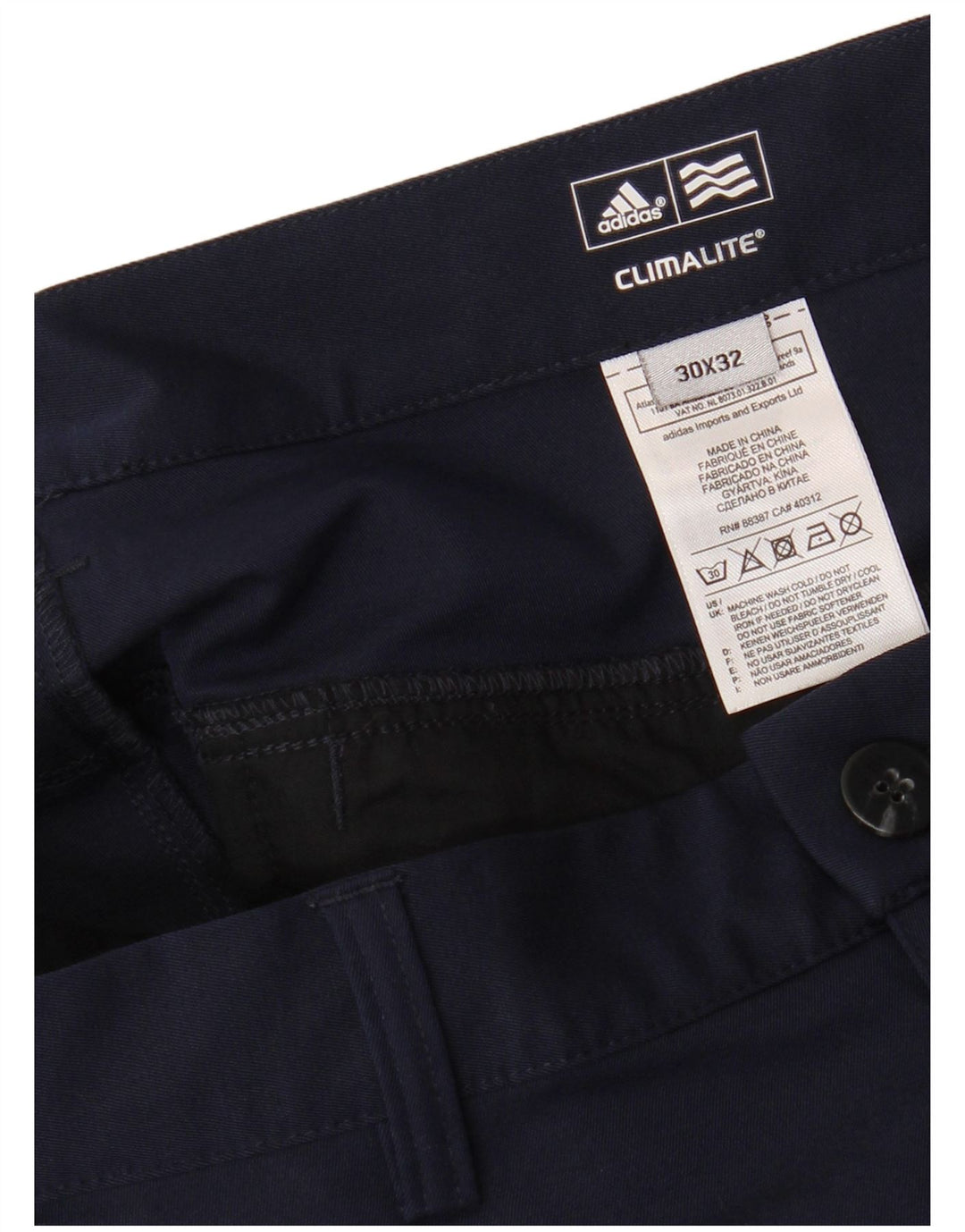 ADIDAS Herren Climalite Straight Chino Hose W30 L32 Marineblau Polyester