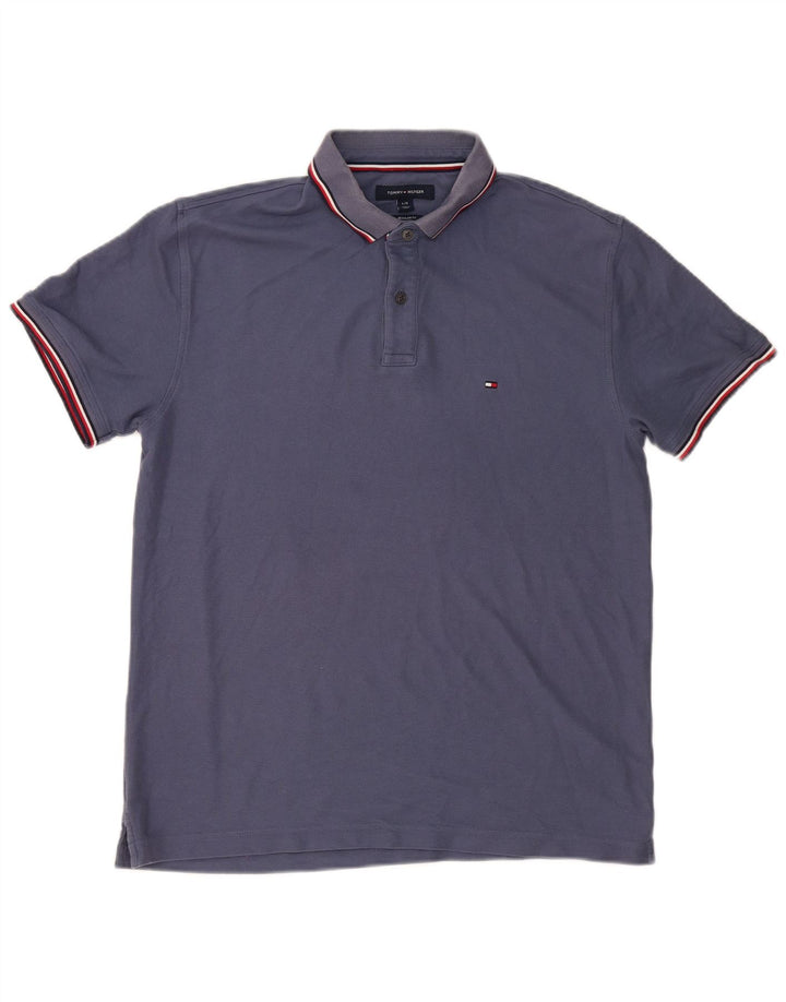TOMMY HILFIGER Herren-Poloshirt mit normaler Passform, große marineblaue Baumwolle
