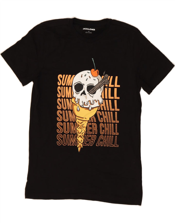 JACK & JONES Mens Graphic T-Shirt Top Medium Black Cotton Vintage Jack & Jones and Second-Hand Jack & Jones from Messina Hembry 