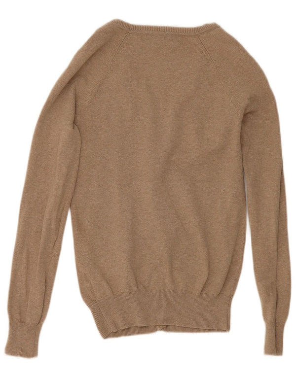 Zara Damen Crop Cardigan Pullover UK 10 Small Braune Baumwolle