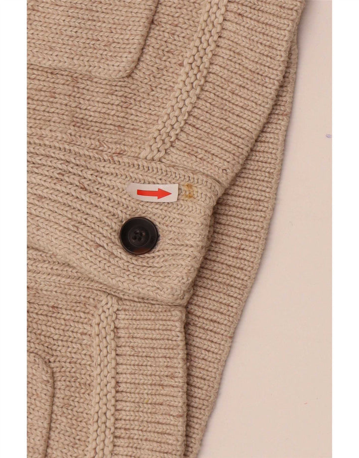 Lee Herren-Cardigan-Pullover aus mittelbeiger, gesprenkelter Baumwolle