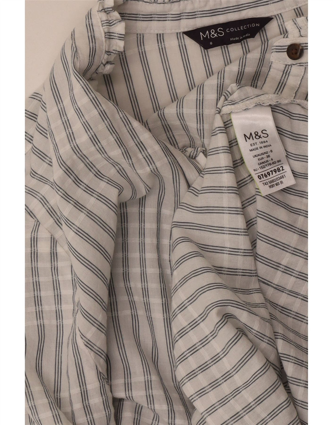 Marks & Spencer Damen-Pullover-Hemd in Übergröße, Gr. 8, klein, weiß kariert