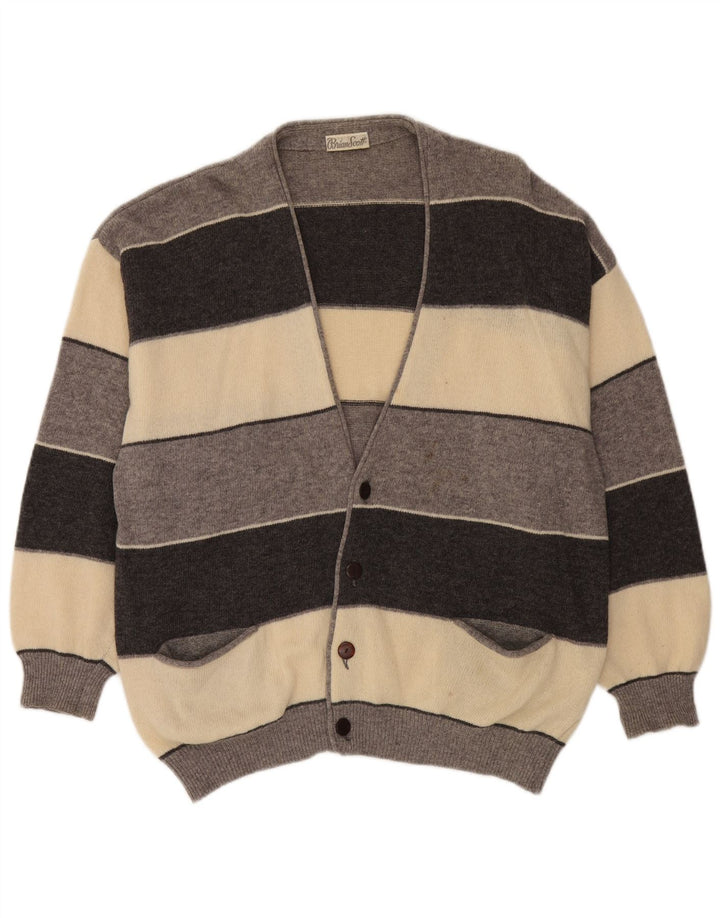 Brian Scott Herren-Strickjacke mit lockerer Passform, IT 50, mittelgrau gestreift