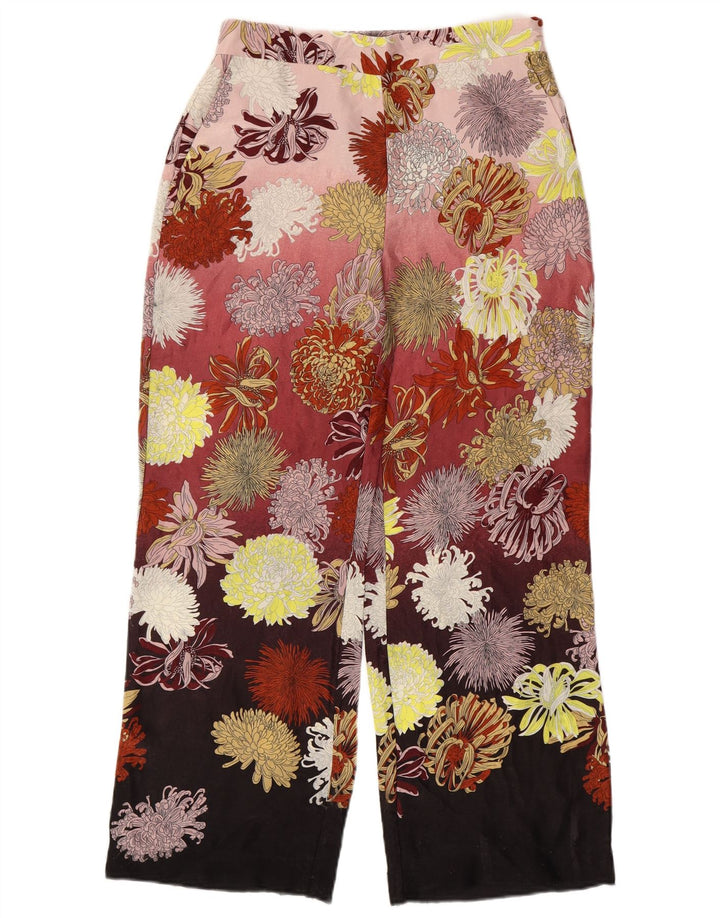 ZARA Damen-Hose mit weitem Bein, W28, L29, mehrfarbig, Blumenmuster