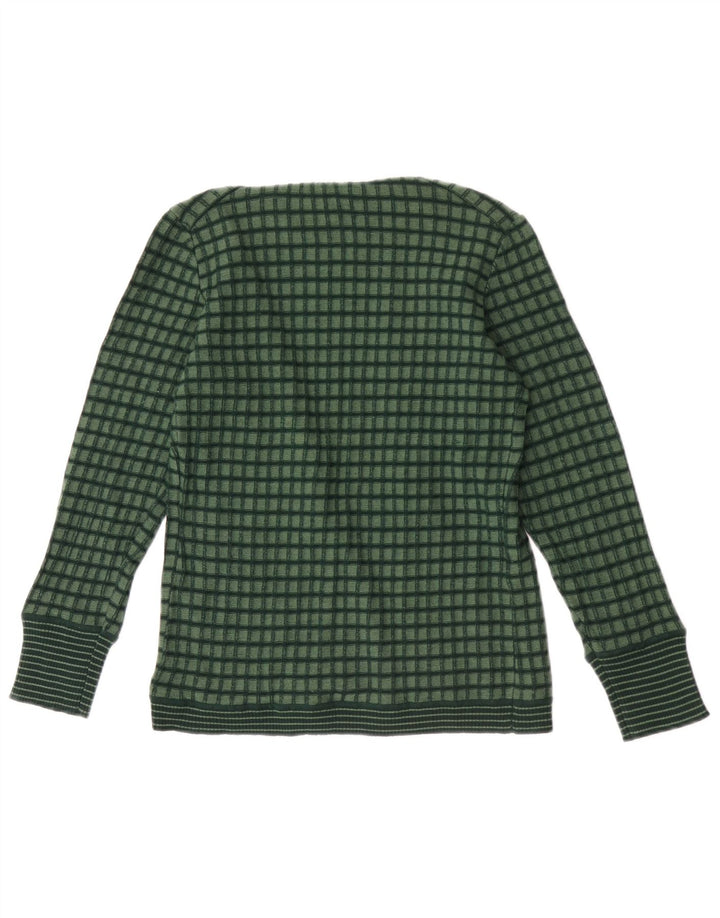 Vintage Damen Offener Cardigan Pullover IT 44 Mittelgrün kariert