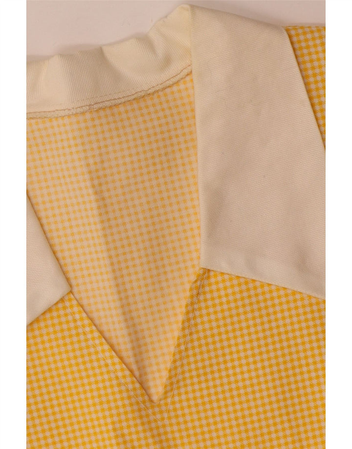 Vintage Damen A-Linie Kleid UK 12 Mittelgelbes Gingham
