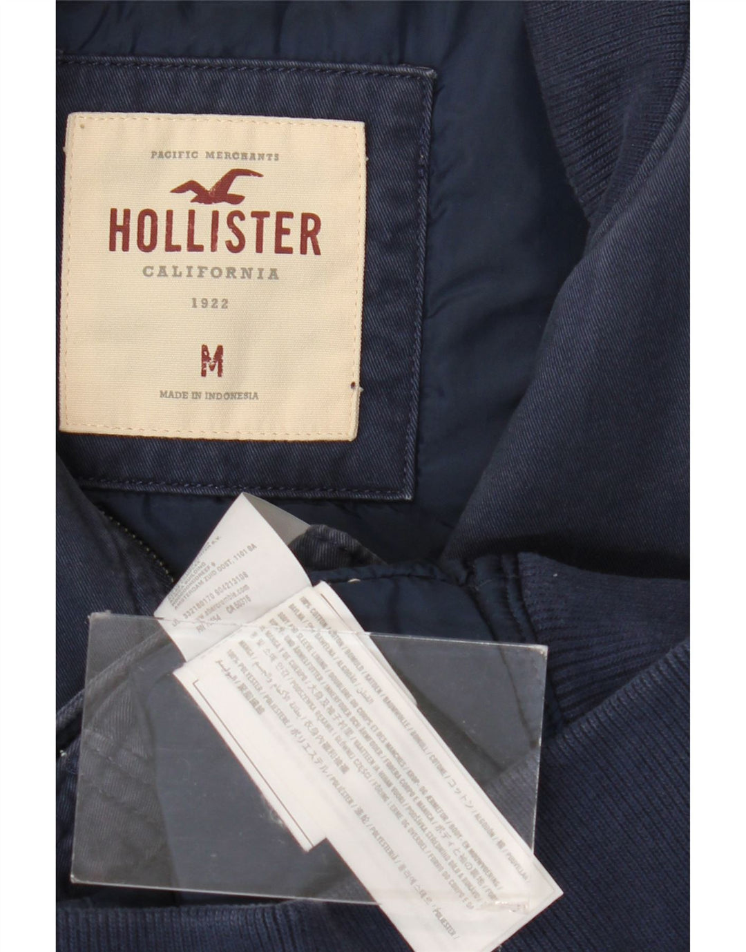 Hollister Herren Bomberjacke UK 38 Mittelmarineblaue Baumwolle
