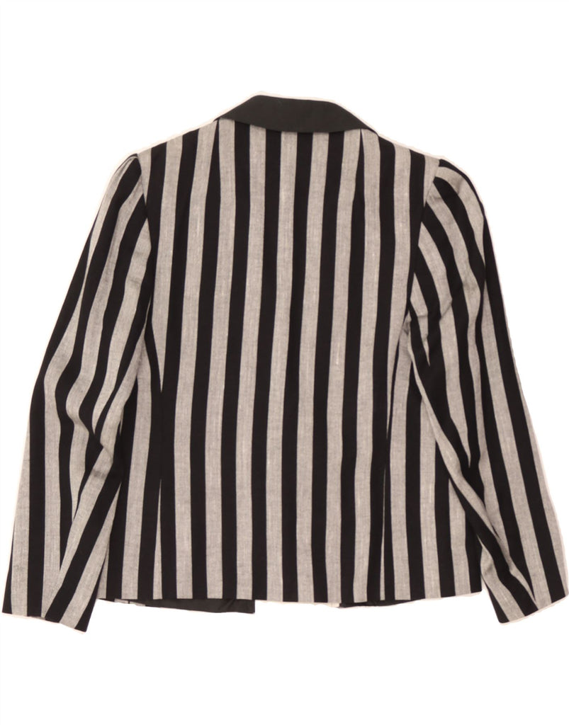 BASLER Womens 1 Button Blazer Jacket UK 14 Large Black Striped Viscose Vintage Basler and Second-Hand Basler from Messina Hembry 