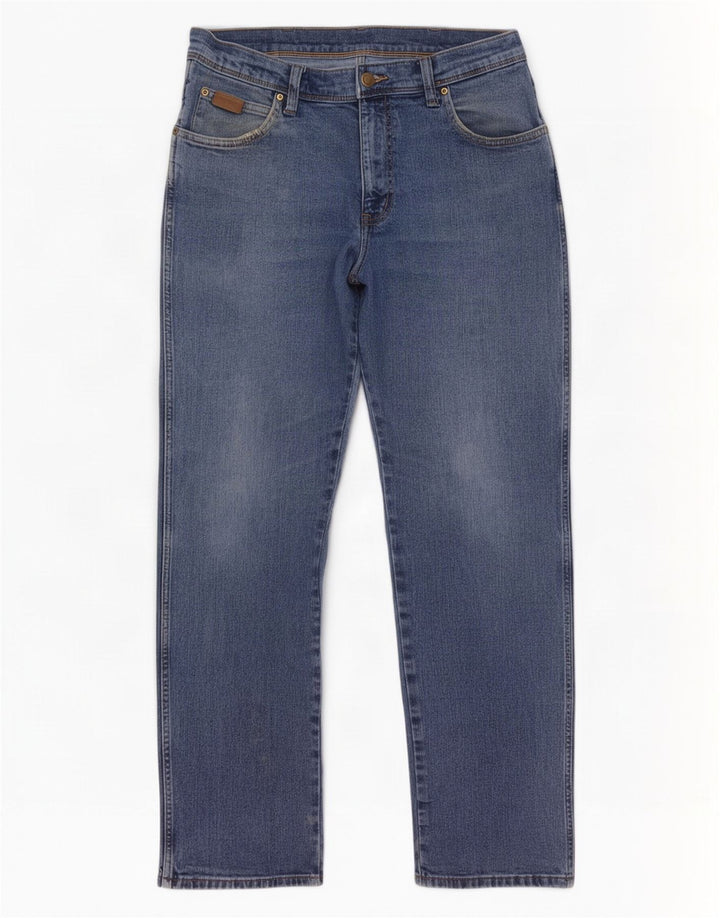 Wrangler Herren Regular Straight Jeans W34 L32 Blaue Baumwolle