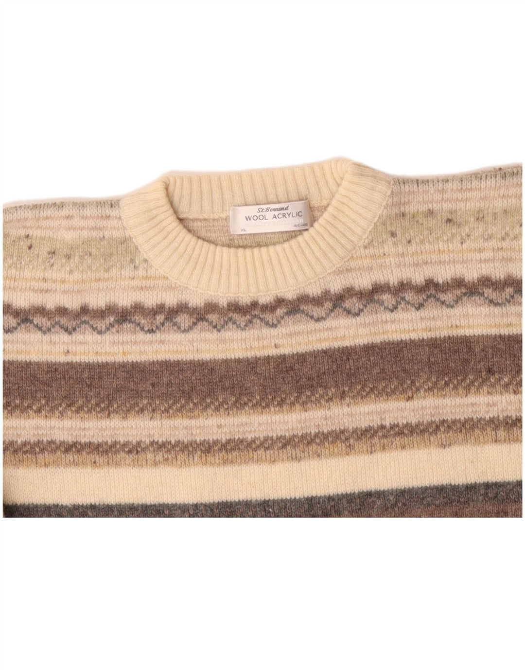 ST. BERNARD Herren-Pullover mit Rundhalsausschnitt, Größe 44/46 XL, Beige, Fair Isle