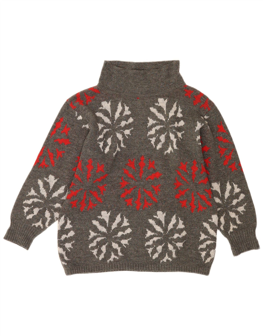 Flou Rollkragenpullover für Damen, Gr. 14, mittelgrau, geometrisch