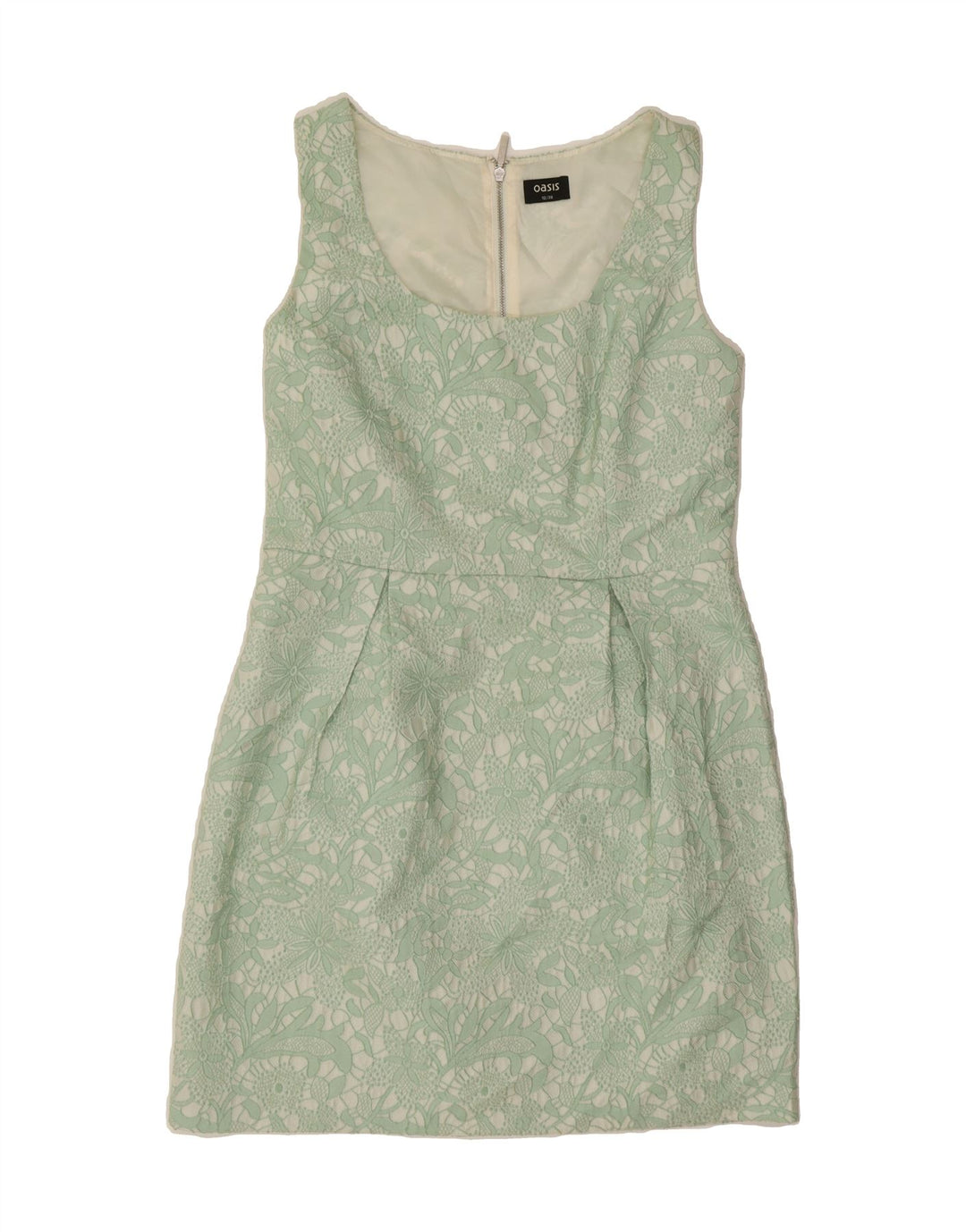 OASIS Womens Sleeveless Sheath Dress UK 12 Medium Green Floral Polyester Vintage Oasis and Second-Hand Oasis from Messina Hembry 