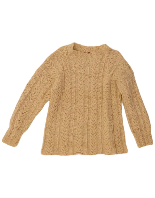 VINTAGE Damen-Pullover mit U-Boot-Ausschnitt, UK 14, Größe L, Beige