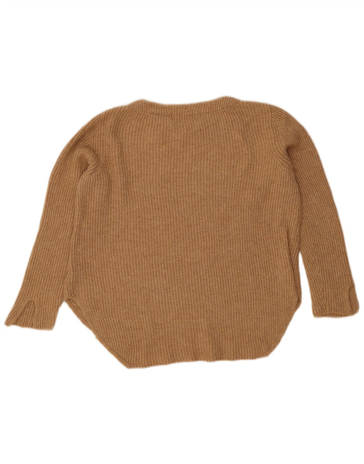 Marks & Spencer Damen-Pullover mit U-Boot-Ausschnitt, UK 14, Größe L, Beige, Polyamid