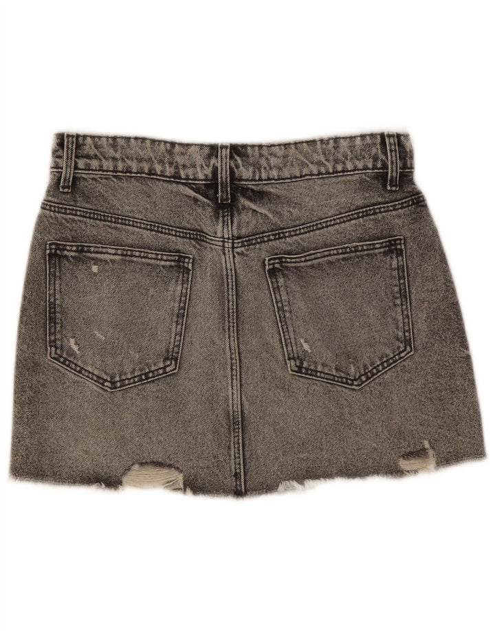 Zara Damen Jeansrock im Used-Look, Größe S, W26, Grau