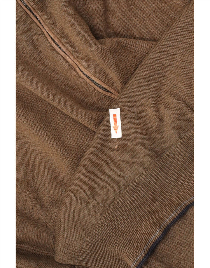 Massimo Dutti Herren-Pullover mit Reißverschluss am Hals, Mittelkhaki