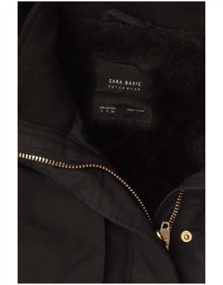 Zara Damen-Parka mit Kapuze, Gr. 10, Größe S, Schwarz
