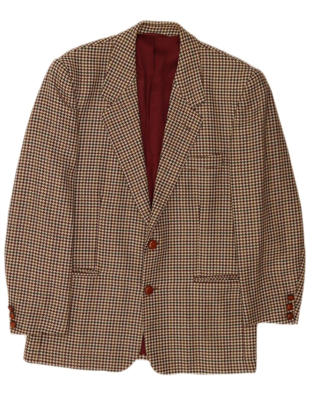 Stefanel Herren-Blazer mit 2 Knöpfen, IT 48, mittelbraunes Hahnentritt-Acetat