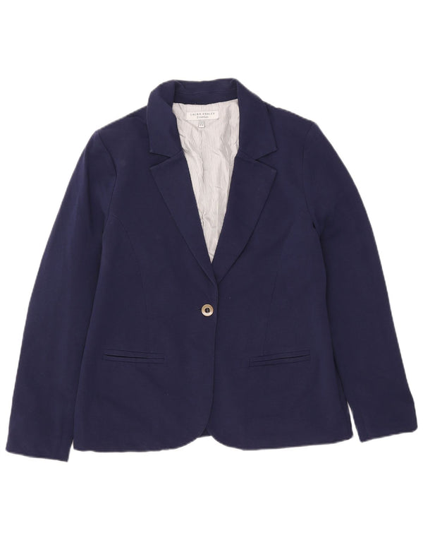 Laura Ashley Damen-Blazerjacke mit 1 Knopf, UK 14, Größe L, Marineblau, Baumwolle