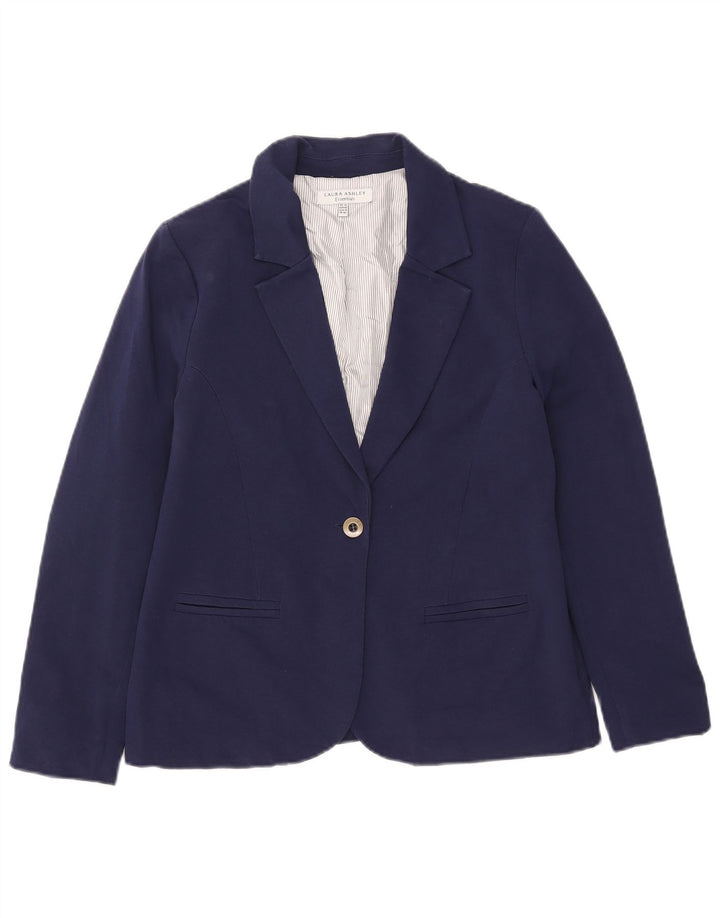Laura Ashley Damen-Blazerjacke mit 1 Knopf, UK 14, Größe L, Marineblau, Baumwolle