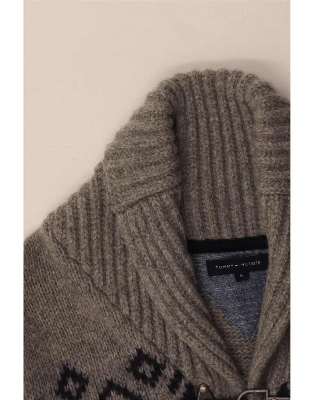 TOMMY HILFIGER Strickjacke für Jungen, 15–16 Jahre, Grau, Fair Isle