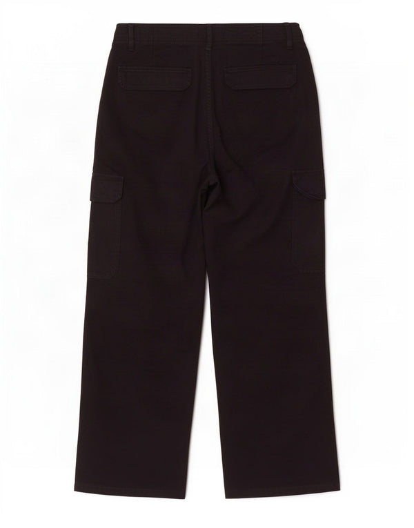Zara Damen Cargohose mit hoher Taille, lockere Passform, EU 38, Größe S, W28, L27, Schwarz