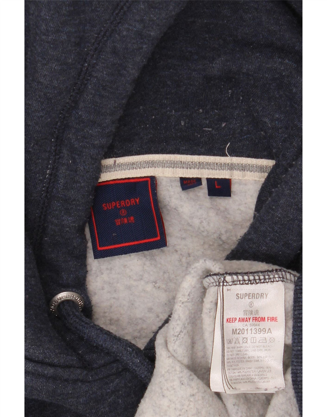 Superdry Herren-Kapuzenpullover, groß, marineblau gesprenkelte Baumwolle