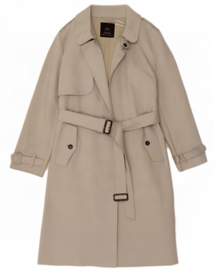 Zara Damen Trenchcoat UK 10 Small Grau Polyester