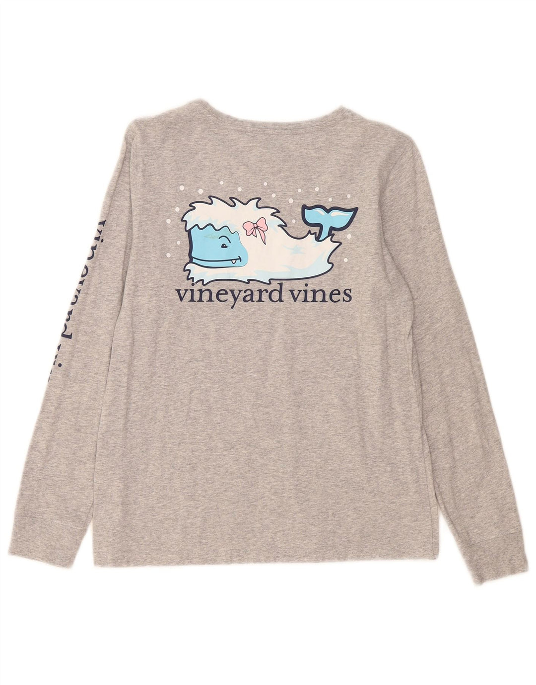 Vineyard Vines Womens Graphic Top Langarm UK 10 Small Grau meliert