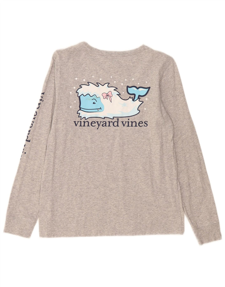 Vineyard Vines Womens Graphic Top Langarm UK 10 Small Grau meliert