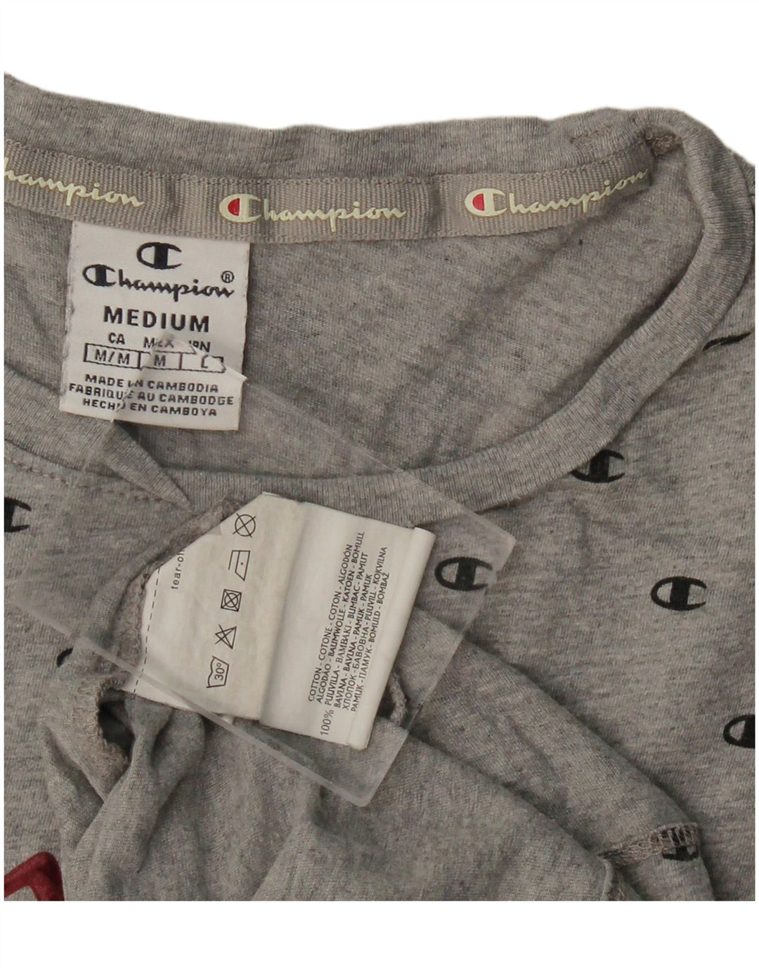 CHAMPION Grafik-T-Shirt-Oberteil für Damen, UK 12, mittelgraue Baumwolle