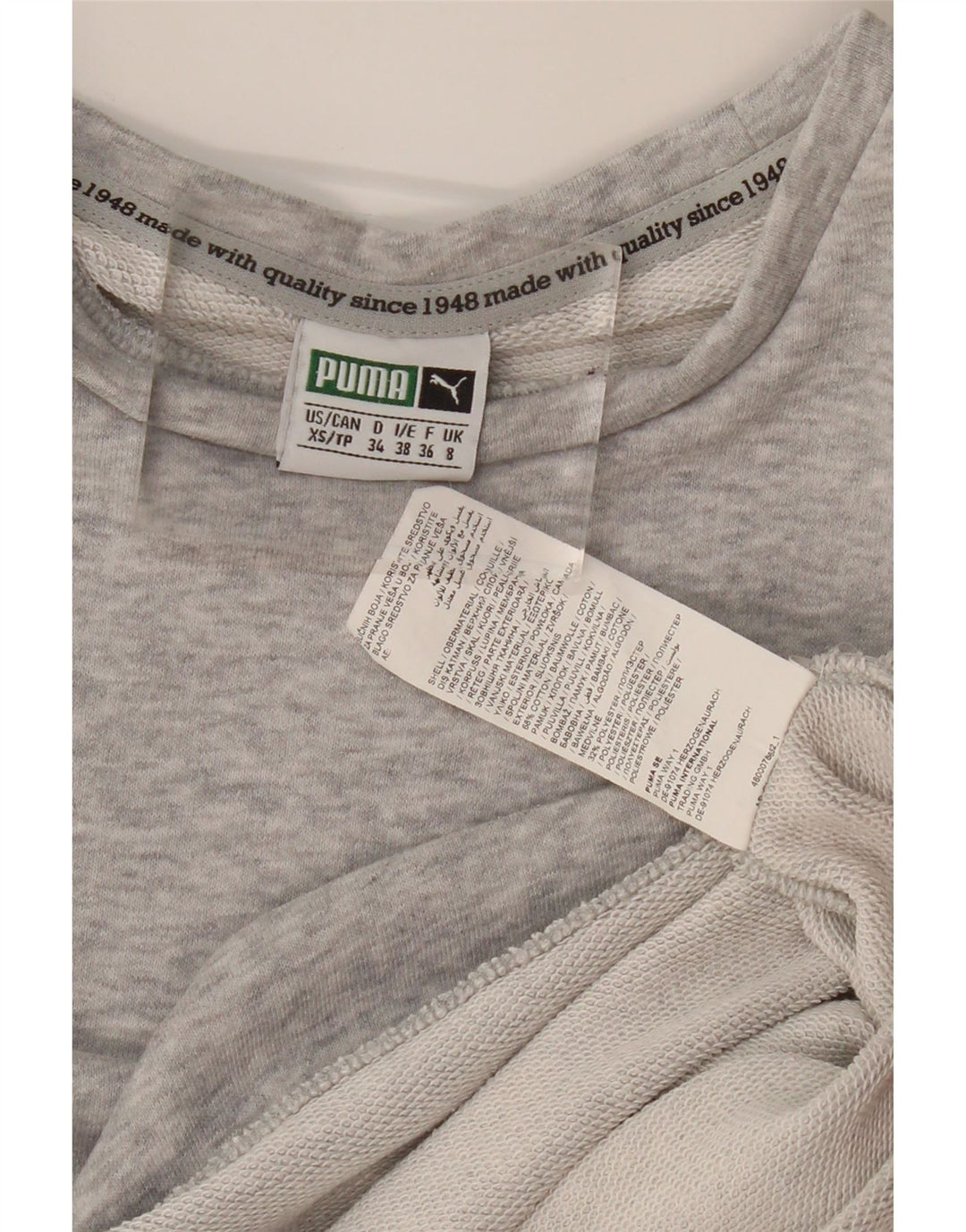 Puma Damen Sweatshirt Pullover UK 8 Small Graue Baumwolle