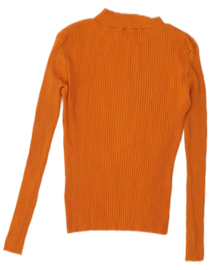 Zara Damen Crop Top Langarm UK 12 Medium Orange