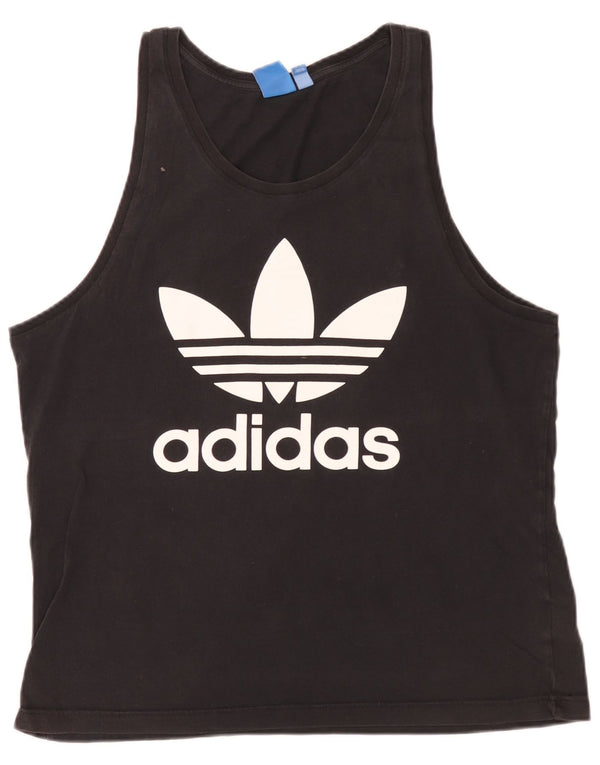 Adidas Damen Graphic Vest Top UK 16 Large Schwarz Baumwolle