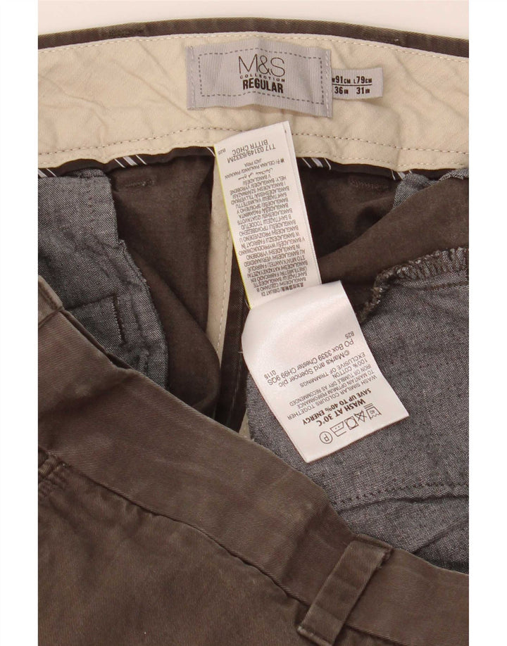 Marks & Spencer Herren-Chinohose, normal, W36, L31, Khaki, Baumwolle