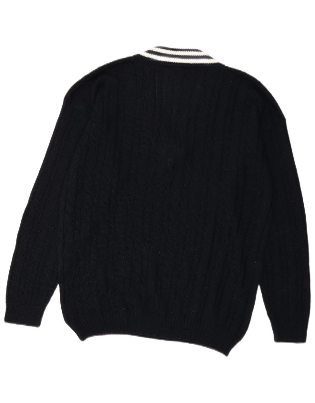 Vintage Herren Pullover mit V-Ausschnitt, groß, marineblau, Acryl