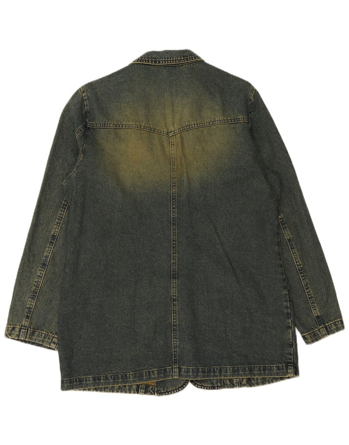 Vintage Damen 3 Knopf Jeans Blazer Jacke UK 14 Große blaue Baumwolle