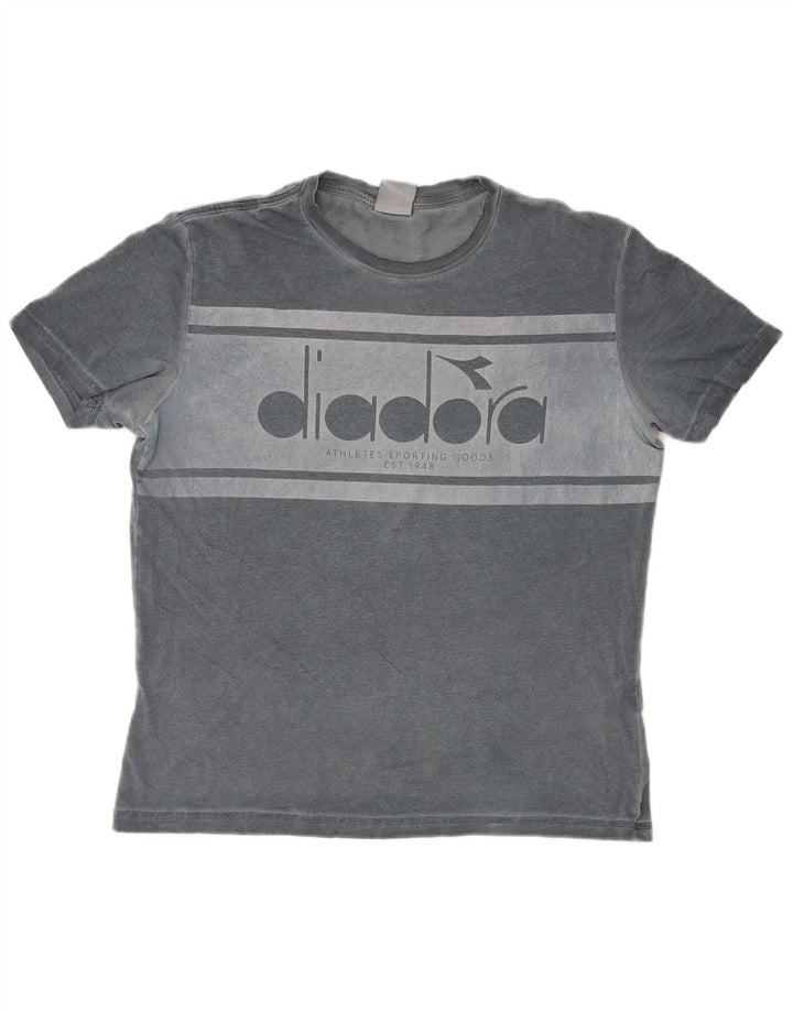 Diadora Herren Grafik-T-Shirt-Oberteil aus mittelgrauer Baumwolle