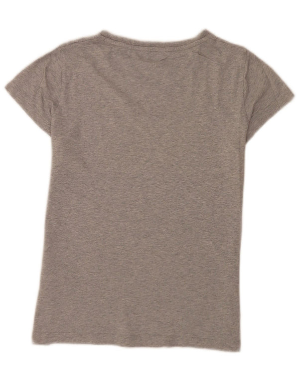 Gant Damen Grafik-T-Shirt-Oberteil UK 10 Small Graue Colourblock-Baumwolle