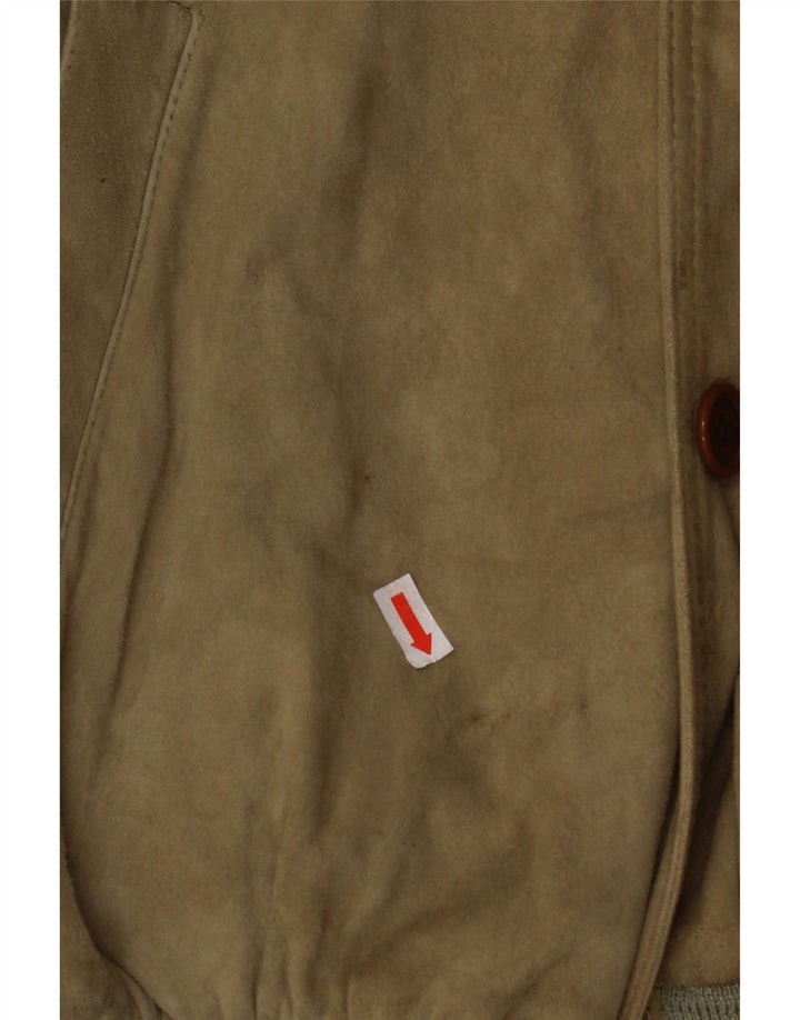 VINTAGE Herren Wildleder Bomberjacke IT 48 Mittelbeige